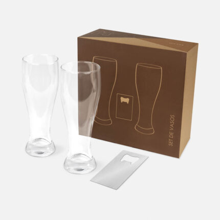 Set de vasos para cerveza maltis, línea renovada de artículos promocionales con terminados de calidad