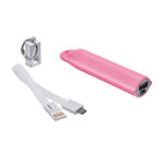Línea renovada de artículos promocionales con terminados de calidad, power bank tafel rosa
