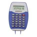 Calculadora colgable encore azul, línea renovada de artículos promocionales con terminados de calidad