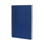 Libreta alesa azul, línea práctica de productos promocionales de amplia disponibilidad
