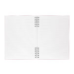 Merchandising empresarial con terminados y colores institucionales, libreta poe rojo