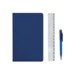 Productos promocionales pensados para reforzar la identidad visual tu empresa, set de libreta nodi azul