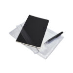 Artículos publicitarios diseñados para acompañar materiales impresos o digitales, set de libreta nodi negro