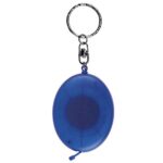 Llavero flexómetro ovalado azul traslúc., líneas completas de artículos personalizados en materiales duraderos