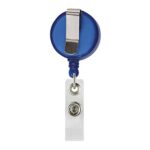 Línea extendida de artículos personalizados con atención al detalle, portagafete retráctil azul translúcido