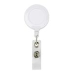 Portagafete retráctil blanco, regalos promocionales de línea ejecutiva con estilo clásico y funcional