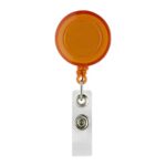 Regalos empresariales para personalización con logotipo institucional, portagafete retráctil naranja
