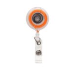 Regalos promocionales ideales para agradecimientos o programas de fidelización, portagafete flexómetro dot naranja
