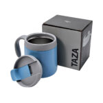 Taza lewes azul, artículos publicitarios funcionales que se integran al entorno de negocio