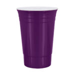 Regalos corporativos con envío que refuerzan la imagen institucional, vaso fiesta morado