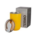 Termo late amarillo, regalos corporativos con materiales de excelente imagen y durabilidad