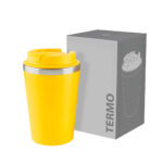 Propuestas funcionales en regalos promocionales con personalización puntual, termo batani amarillo