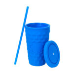 Merchandising empresarial pensado para reforzar la imagen corporativa, vaso gleb azul