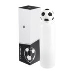 Cilindro metálico soccer blanco, artículos promocionales con diseños innovadores y de alta calidad