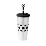 Artículos personalizados disponibles para impresión directa o digital, vaso soccer blanco y negro