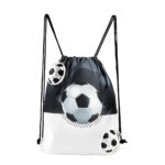 Bolsa-mochila mágica soccer bla y neg, detalles y regalos corporativos con valor práctico y presentación profesional
