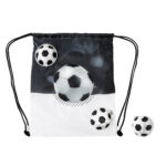 Regalos promocionales fabricados bajo pedido con entregas garantizada, bolsa-mochila mágica soccer bla y neg