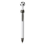 Bolígrafo soccer blanco negro, línea flexible de artículos publicitarios con disponibilidad inmediata