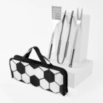 Set  de bbq soccer blanco con negro, líneas variadas de artículos personalizados para empresas de diferentes giros