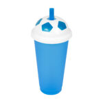 Propuestas funcionales en regalos promocionales con personalización puntual, vaso jas soccer azul