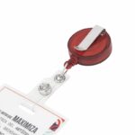 Portagafete retráctil rojo translúcido, artículos de merchandising empresarial diseñados para durabilidad