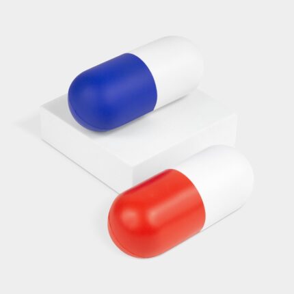 Anti-stress en forma de capsula, detalles y regalos corporativos con valor práctico y presentación profesional