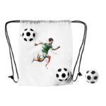 Bolsa-mochila mágica soccer blanco, línea extendida de artículos personalizados con atención al detalle