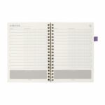 Merchandising empresarial que proyecta orden, calidad y constancia visual, agenda semanal terra 2027 morado