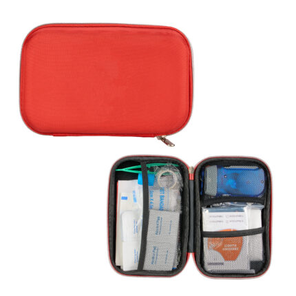 Opciones modernas en merchandising empresarial con presentación profesional kit emergency