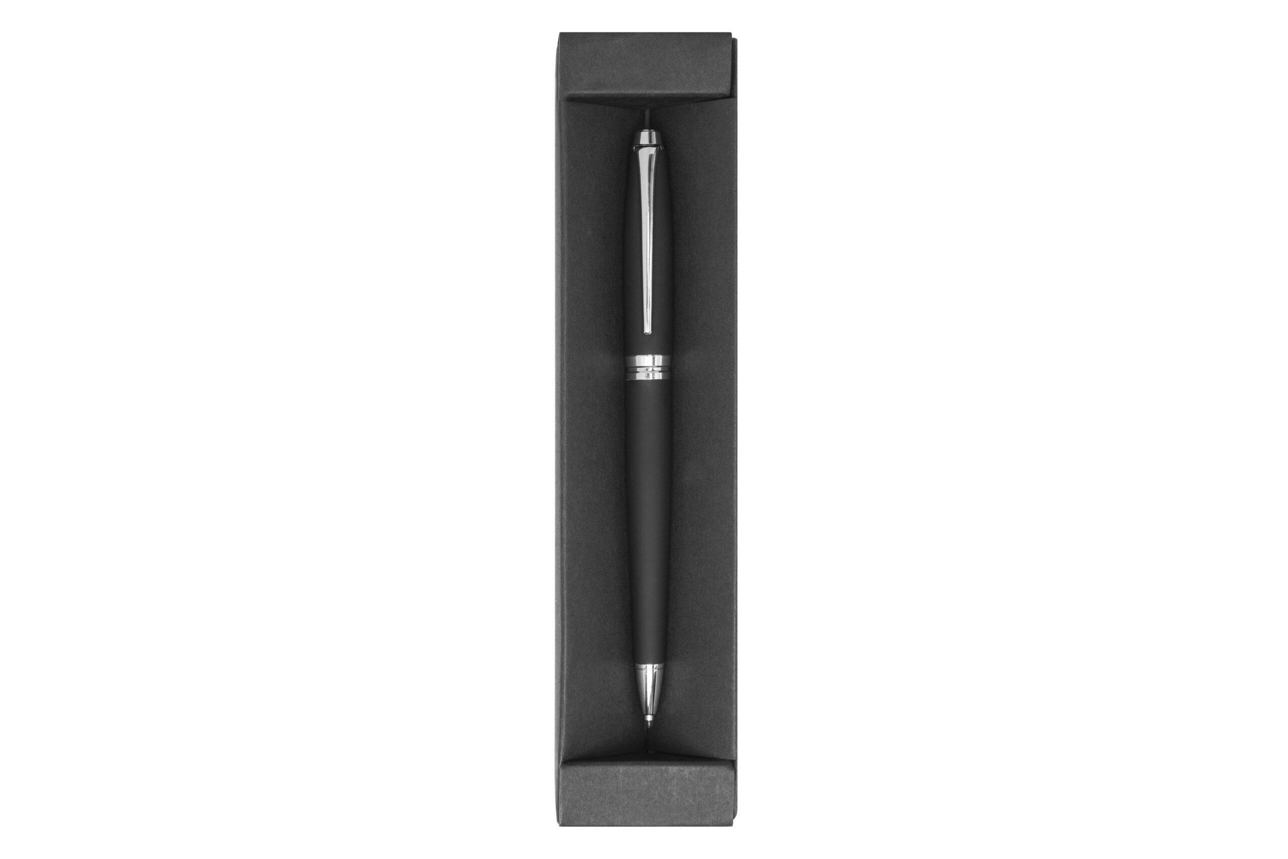 alt__promocional_publicitario_boligrafo_negro_BP283_caja_ Regalos promocionales de línea ejecutiva con estilo clásico y funcional, bolígrafo “milos” negro