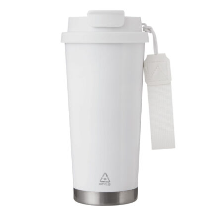 Diseños en regalos corporativos con imagen moderna y fina, mug térmico "lungo" blanco