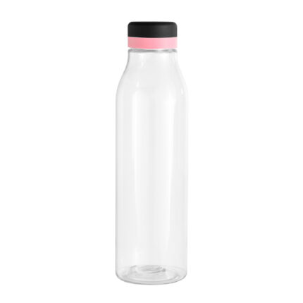 Botella "andina black" transparente / negro / rosa, merchandising empresarial disponible para adquisición en menudeo o mayoreo