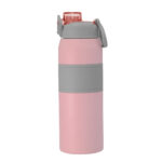 Diseños personalizados disponibles en distintas técnicas de impresión o grabado, botella térmica "push" rosa
