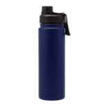 Opciones modernas en merchandising empresarial con presentación profesional, botella térmica "king" azul