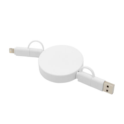Cable retráctil de carga "faster" blanco, artículos promocionales con entrega garantizada en toda la república mexicana