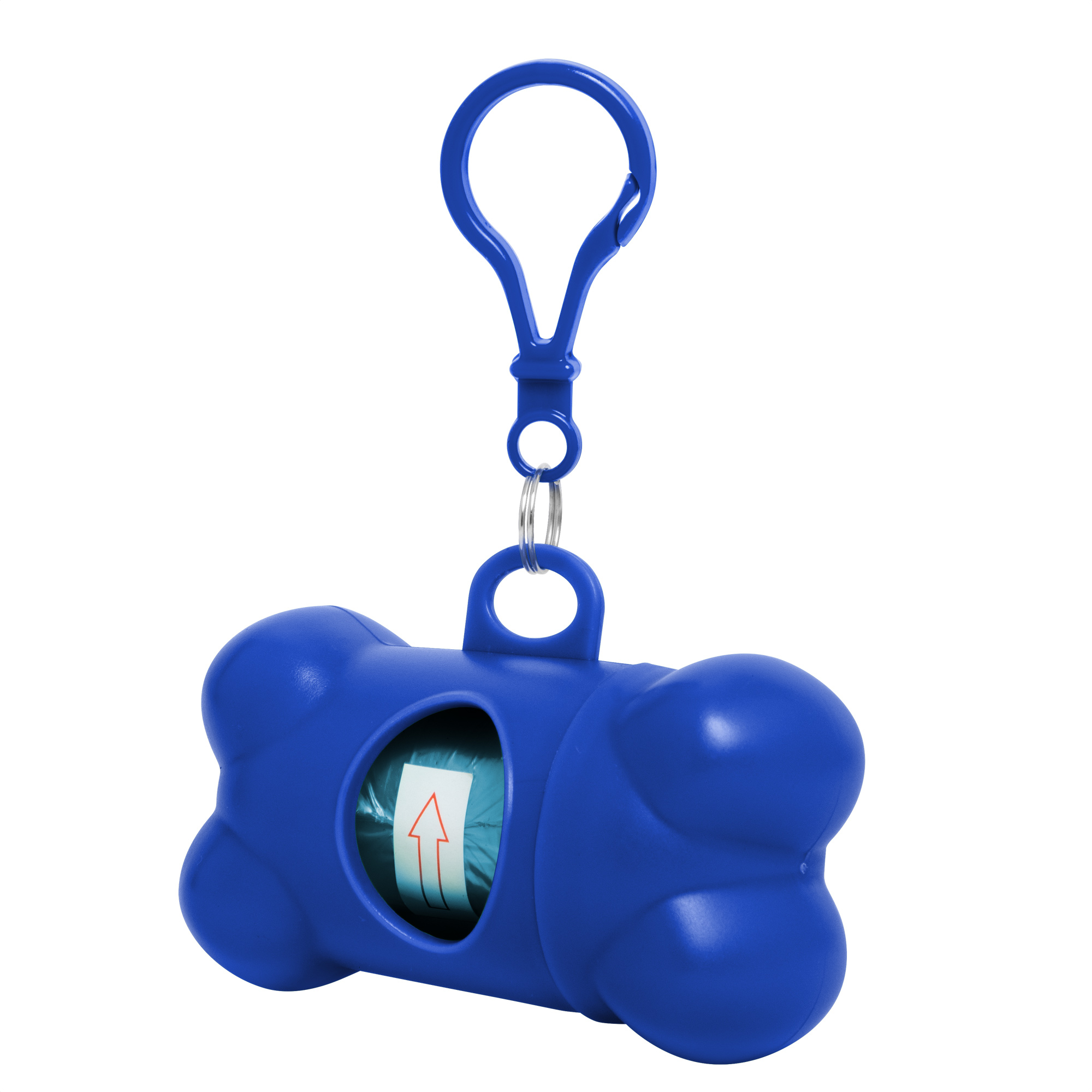 Fabricación de productos promocionales con control interno de calidad, dispensador de bolsas "poodle" azul