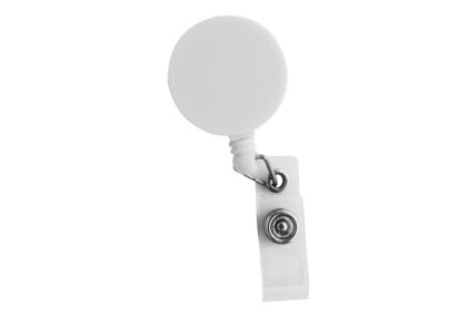 Porta gafete "yuber" blanco, artículos personalizados disponibles para impresión directa o digital